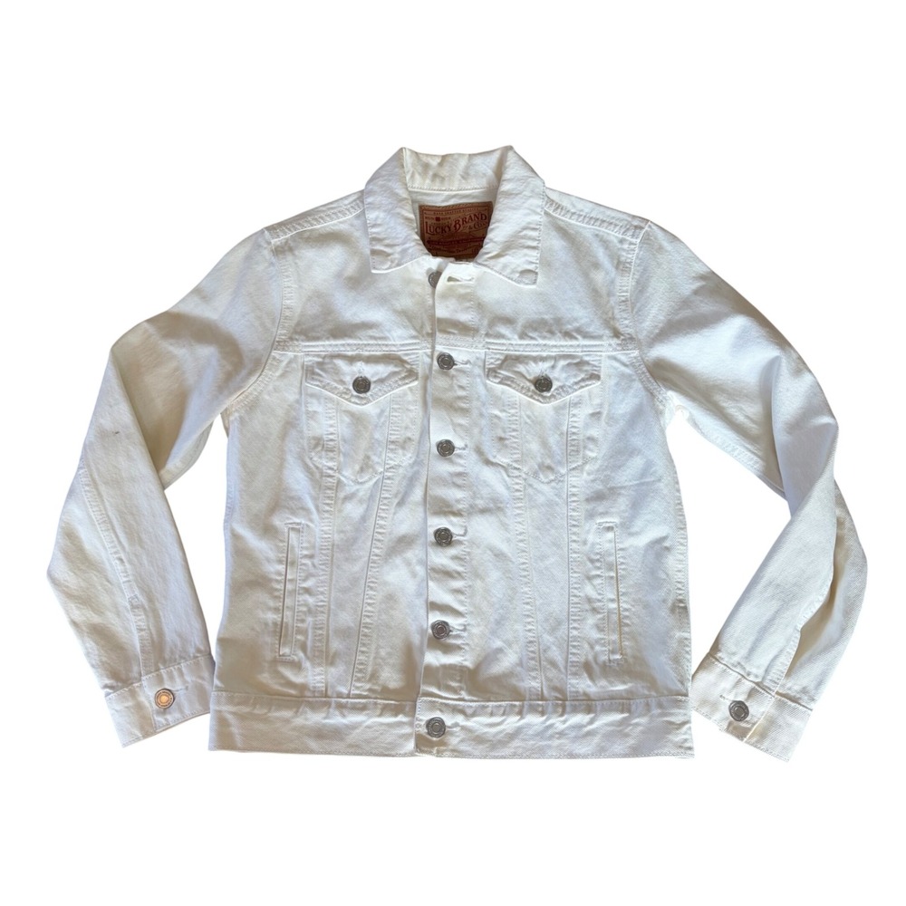 Lucky Brand Off White The‎ Tomboy Trucker Denim Jacket Small 100% Cotton Classic